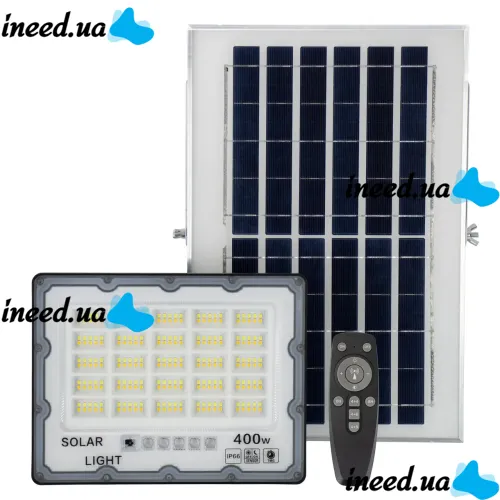 Уличный настенный светильник прожектор Solar Wall Lamp JX-007 400W на солнечной батарее с пультом, Фонарь с датчиком движения и солнечной панелью
