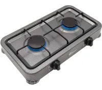 Настольный газовый таганок Domotec MS-6602 на 2 конфорки для еды, Двухконфорочная газовая плита настольная варочная поверхность для баллонного газа