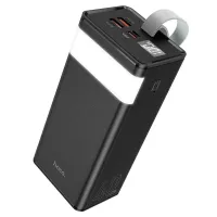 Внешний аккумулятор с быстрой зарядкой Power Bank Hoco J86 40000mAh 22.5W, Портативная батарея повербанк Хоко 18W с фонариком и ремешком Черный