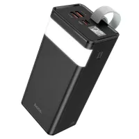 Внешний аккумулятор с быстрой зарядкой Power Bank Hoco J89A 60000mAh 22.5W, Портативная батарея повербанк Хоко 18W с фонариком и ремешком Черный