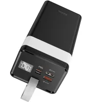 Внешний аккумулятор с быстрой зарядкой Power Bank Hoco J86 40000mAh 22.5W, Портативная батарея повербанк Хоко 18W с фонариком и ремешком Черный