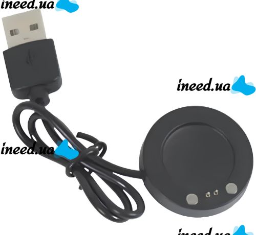 Магнитное зарядное устройство IS7 Charging Line для Smart Watch T500, Магнитная USB зарядка 37мм 2-коннектора для зарядки смарт часов Черная