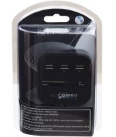 Разветвитель USB Hub Combo C329 7в1 MicroSD MS M2 MMC, Концентратор хаб картридер 3 юсб порта до 480 Мбит/с для компьютера и ноутбука Черный
