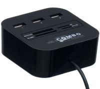 Разветвитель USB Hub Combo C329 7в1 MicroSD MS M2 MMC, Концентратор хаб картридер 3 юсб порта до 480 Мбит/с для компьютера и ноутбука Черный