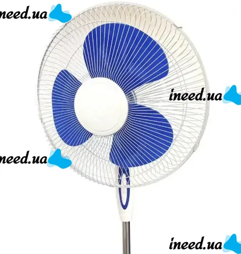 Напольный вентилятор WimpeX WX-1611 40 см stand fan 16" 100W с регулировкой высоты, Бесшумный вентилятор Вимпекс 100Вт на пол 3 скорости Белый
