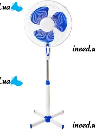 Напольный вентилятор WimpeX WX-1611 40 см stand fan 16" 100W с регулировкой высоты, Бесшумный вентилятор Вимпекс 100Вт на пол 3 скорости Белый