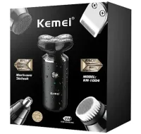 Мужская аккумуляторная электробритва триммер 5 в 1 Kemei KM-1004 для стрижки и бритья волос, бороды, носа и ушей со сменными насадками эпилятор 5W