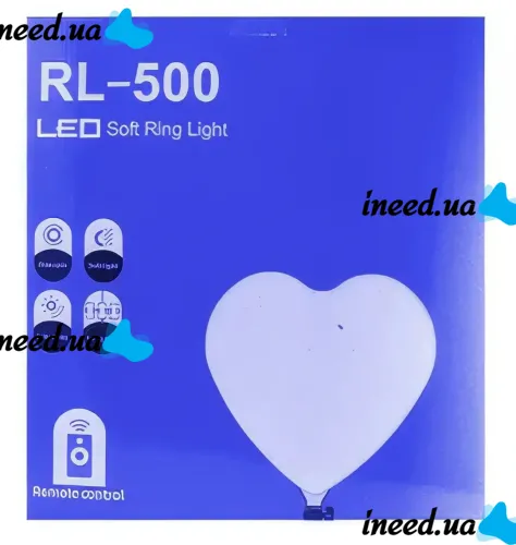 Светодиодная лампа для фото в виде Сердца LED Light RL-500 30x49 см без штатива для фото и видео, Студийная селфи лампа видеосвет 3 режима с пультом