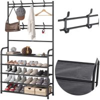 Підлогова вішалка для одягу в передпокій New simple floor clothes rack 60х29, 5х151 см Універсальна металева пересувна стійка Універсальна металева пересувна стійка Чорна