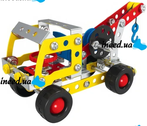 Детский металлический конструктор строительная техника KLQ X638-4 5в1 на 244 деталей, Развивающий набор для сборки машинок от 6 лет для детей