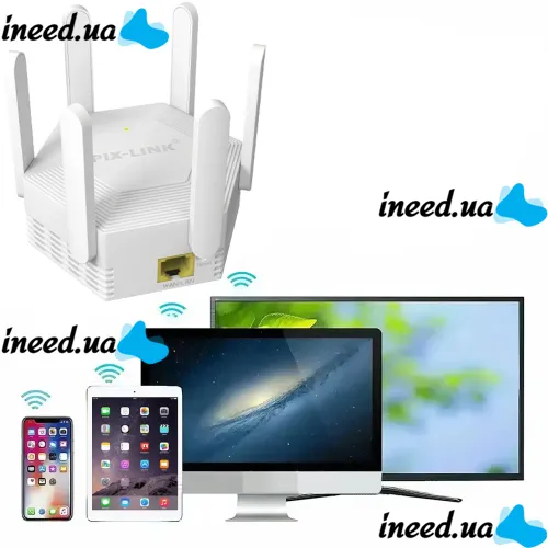 Беспроводной WI-FI репитер усилитель сигнала Repeater AND LV-WR56T до 300 Мбит/с WLAN ретранслятор расширитель диапазона вай фай роутера 6 антенн