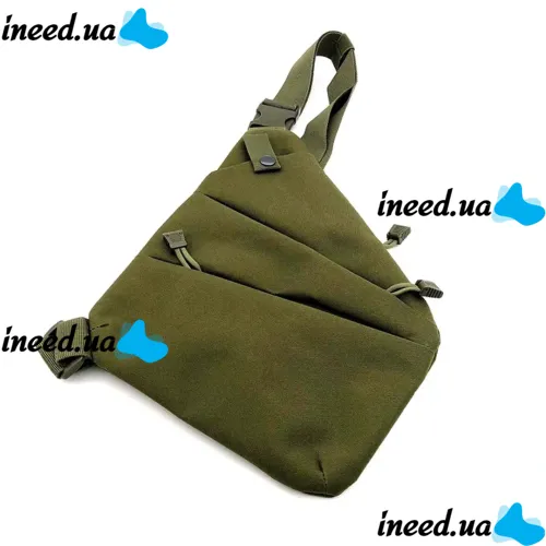 Тактическая нагрудная сумка мессенджер Cross Body Оливковая однолямочная водонепроницаемая мужская барсетка через плечо, кобура олива Кросс боди, Хаки