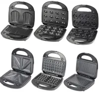 Электрическая сэндвичница, бутербродница Sandwich Maker Opera OP-909 2500W с 6 съемными формами гриль, вафельница, орешница с антипригарным покрытием
