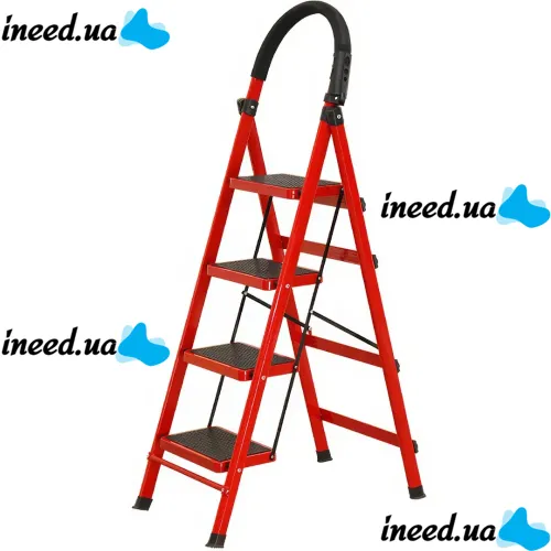 Folding one-way stepladder Forte LFD131TB 4-step ladder up to 150 kg, four-step family stepladder Technologist 152x50 cm for Home