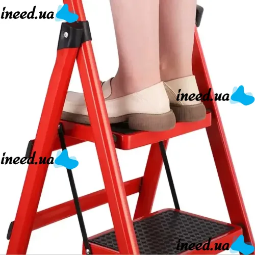 Folding one-way stepladder Forte LFD131TB 4-step ladder up to 150 kg, four-step family stepladder Technologist 152x50 cm for Home