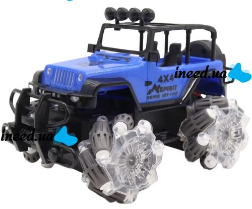 Детская машинка джип Yuqi Off Road с пультом управления с фигурными колесами, Аккумуляторный внедорожник 1:16 на радиоуправлении для детей Синий