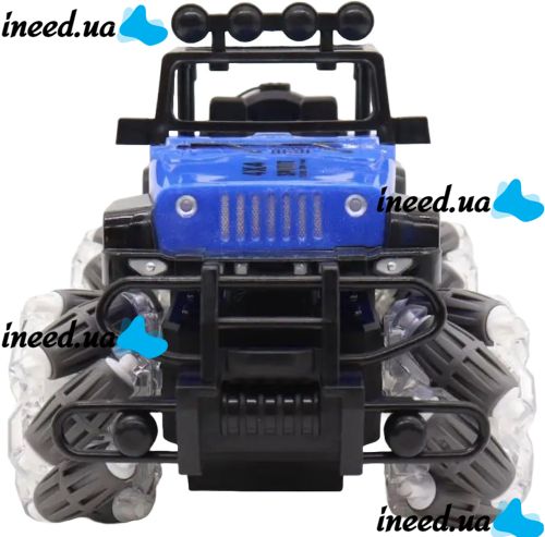 Детская машинка джип Yuqi Off Road с пультом управления с фигурными колесами, Аккумуляторный внедорожник 1:16 на радиоуправлении для детей Синий