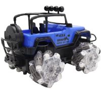 Детская машинка джип Yuqi Off Road с пультом управления с фигурными колесами, Аккумуляторный внедорожник 1:16 на радиоуправлении для детей Синий