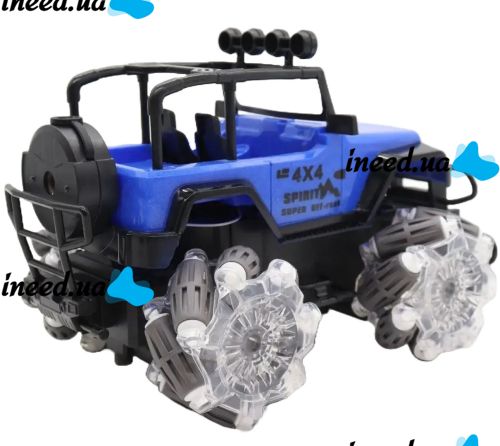 Детская машинка джип Yuqi Off Road с пультом управления с фигурными колесами, Аккумуляторный внедорожник 1:16 на радиоуправлении для детей Синий