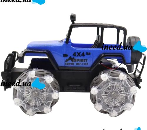 Детская машинка джип Yuqi Off Road с пультом управления с фигурными колесами, Аккумуляторный внедорожник 1:16 на радиоуправлении для детей Синий