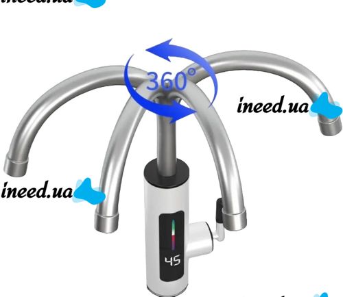 Проточный водонагреватель Delimano RY-022 с LCD дисплеем и индикатором температуры, Электрический нагреватель в виде крана 220V нижнее подключение