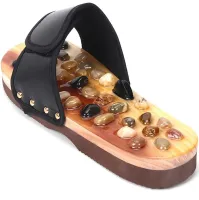Массажные ортопедические тапочки jade health massage shoes BH-SMS-04 с акупунктурным эффектом для стоп ног, шлепанцы для массажа 36-45 размер Черные