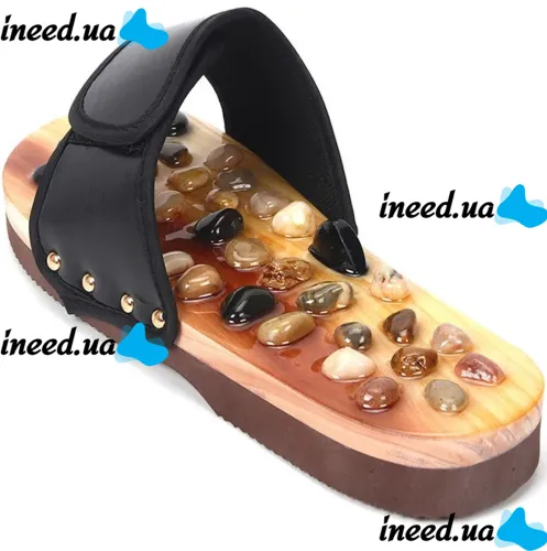 Массажные ортопедические тапочки jade health massage shoes BH-SMS-04 с акупунктурным эффектом для стоп ног, шлепанцы для массажа 36-45 размер Черные