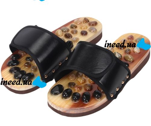 Массажные ортопедические тапочки jade health massage shoes BH-SMS-04 с акупунктурным эффектом для стоп ног, шлепанцы для массажа 36-45 размер Черные