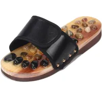 Массажные ортопедические тапочки jade health massage shoes BH-SMS-04 с акупунктурным эффектом для стоп ног, шлепанцы для массажа 36-45 размер Черные