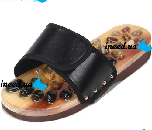 Массажные ортопедические тапочки jade health massage shoes BH-SMS-04 с акупунктурным эффектом для стоп ног, шлепанцы для массажа 36-45 размер Черные