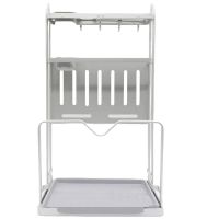 Кухонный органайзер сушилка Kitchen Rack CW-2001H для хранения и сушки столовых приборов, Подставка стеллаж для посуды досточки и ножей Серебристый
