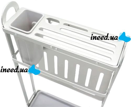 Кухонный органайзер сушилка Kitchen Rack CW-2001H для хранения и сушки столовых приборов, Подставка стеллаж для посуды досточки и ножей Серебристый