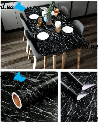Self-adhesive Kitchen Film 3m x 60cm Supretto BM-360 black marble, waterproof vinyl to protect kitchen surfaces, walls, furniture plates