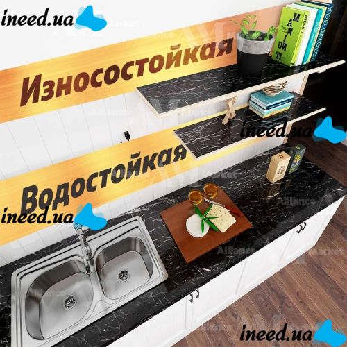 Self-adhesive Kitchen Film 3m x 60cm Supretto BM-360 black marble, waterproof vinyl to protect kitchen surfaces, walls, furniture plates