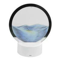 Настільна світлодіодна лампа нічник RGB пісочні гори 3D Sandscape з LED підсвічуванням 7 режимів і підставкою, рухомі годинник з сипучим піском