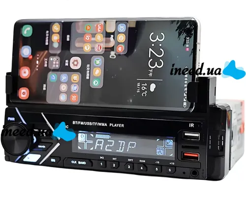Автомагнитола плеер 1Din Pioneer MP3 7001 BT с держателем для телефона, Автомобильная Bluetooth магнитола с микрофоном проигрыватель USB SD Черная