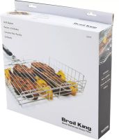 Универсальная решетка гриль для мангала Broil King MAG-770 32x22 см со съемной ручкой, Корзина сетка для барбекю из нержавеющей стали Серебристая