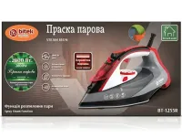 Паровой ручной утюг Bitek BT-1255R с керамической подошвой для глажки одежды Битек 2800W 3 режима для белья с функцией самоочистки от сети Красный