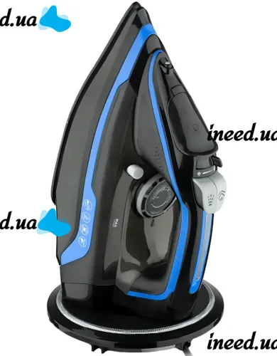 Bitek BT-1297B Wireless Steam Iron 3 modes with ceramic soleplate for ironing clothes, Cordless Iron 3000W with Cordless Base Blue