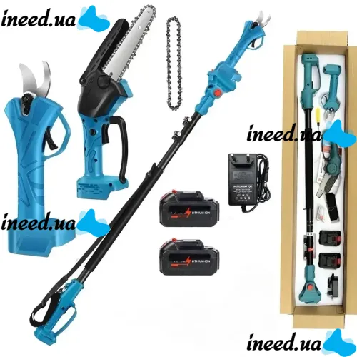 Набор электроинструментов Makita 24V 3в1 аккумуляторный секатор DUP365 пила DUC155Z и телескопический удлинитель 130-201 см Макита с 2 аккумуляторами