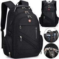 Universal Backpack SwissGear Men Bag 8810 39 L, 17" + USB + Rain Cover black Black