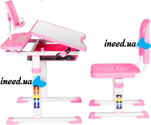 Children's desk with chair Bambi M 4818-4 student Desk and Chair with adjustable height and Stand for books from 3 years old NJ-492 Pink