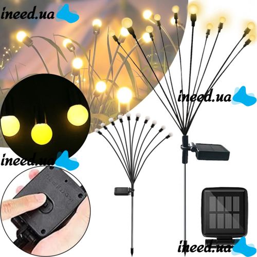 Вуличний садовий світильник Solar Sunari Lamp FLS-89 Світлячок 10 LED на сонячній батареї теплий білий, Ландшафтний ліхтар 72 см для саду