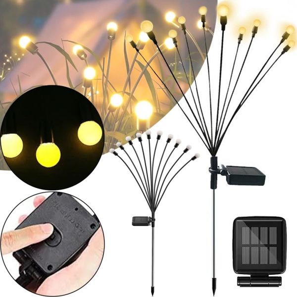 Уличный садовый светильник Solar Sunari Lamp FLS-89 Светлячок 10 LED на солнечной батарее теплый белый, Ландшафтный фонарь 72 см для сада