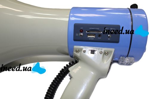 Ручной громкоговоритель ER-66U 25W с дальностью 500м аккумуляторный мегафон рупор с выносным микрофоном, записью голоса и встроенной сиреной ER66U
