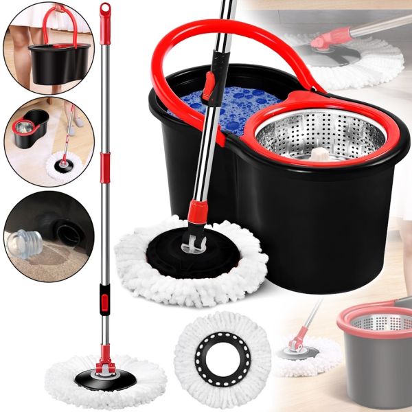 Комплект швабра с турбо отжимом и ведром Spin Mop 360 10 л набор для уборки и мытья пола Magic Mop телескопическая швабра с насадкой из микрофибры