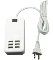 Сетевое зарядное устройство USB Desktop Charger 20W на 6 портов с выключателем, Зарядка адаптер для зарядки телефонов на 6 разъемов от сети Белый