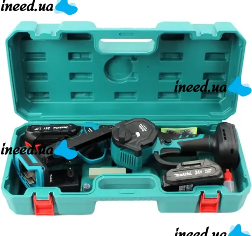 Makita 2 in 1 Power Tool Set DUP270 cordless Pruner and DUC190HN 24V chain saw, a set of Makita tools 2 batteries in a case