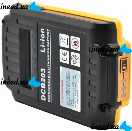 Универсальная аккумуляторная батарея Dewalt DCB203 Yellow Li-on 24V 2Ah для электроинструмента, дополнительный аккумулятор для шуруповерта 24В Желтый