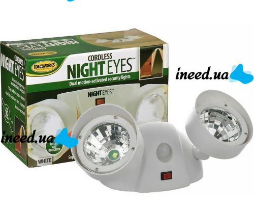 Уличный настенный светодиодный фонарь прожектор Cordless Night Eyes ULK-N22 с датчиком движения, Беспроводной светильник на стену от батареек Белый